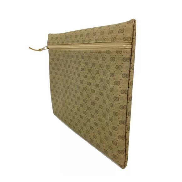 Authentic GUCCI Micro GG Logo Wristlet Cosmetic Pouch Bag Beige - Picture 3 of 7